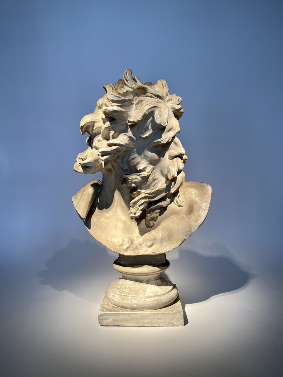 19th. century Bust of Neptune in gesso after Bernini