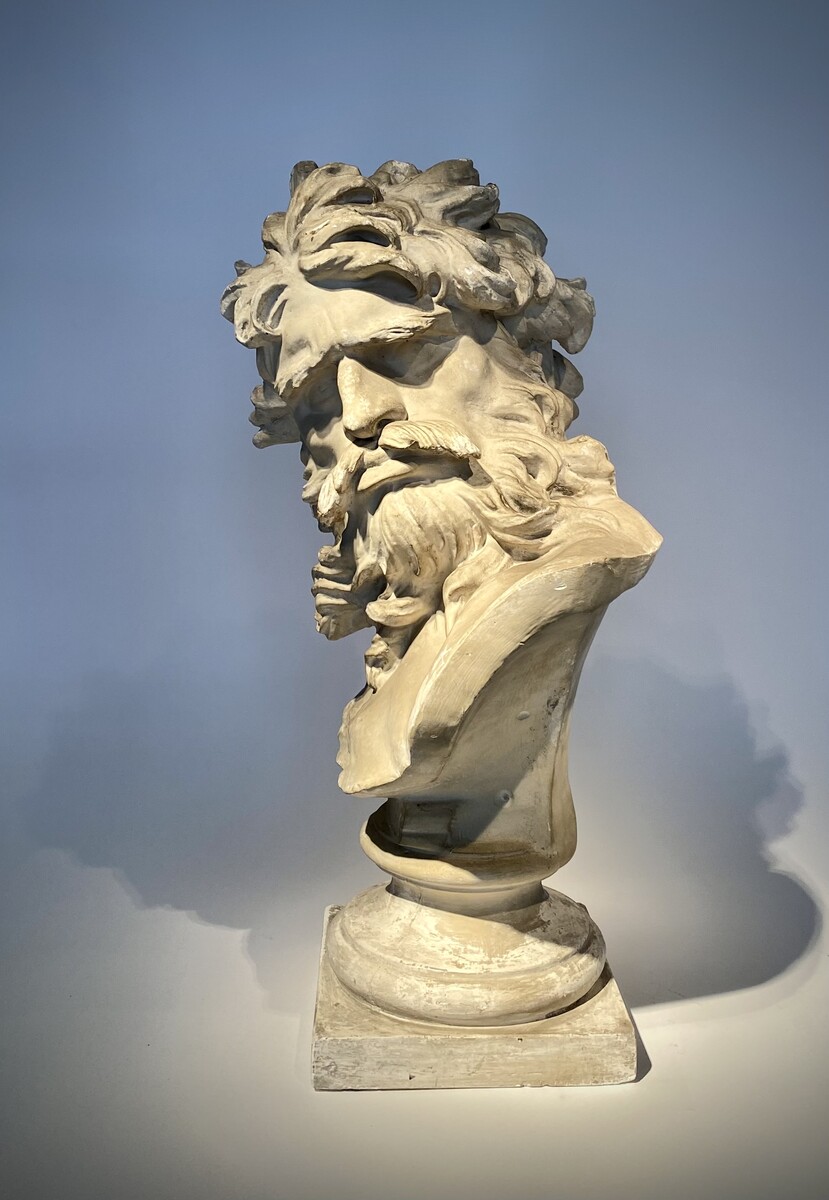 19th. century Bust of Neptune in gesso after Bernini