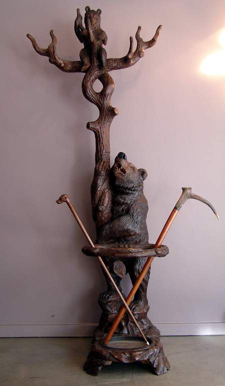 Black forest bear stick & hat stand