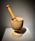 Fine 17th. century German turned ivory mortar with pestle