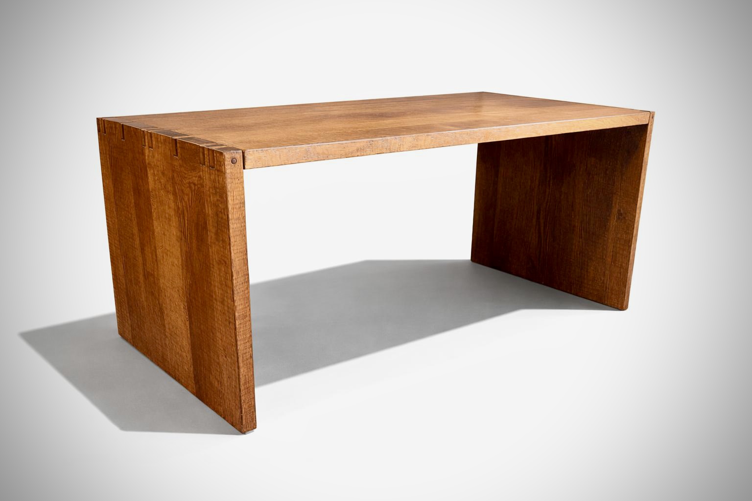 Giuseppe Rivadossi Oak Desk with two Chairs 70s