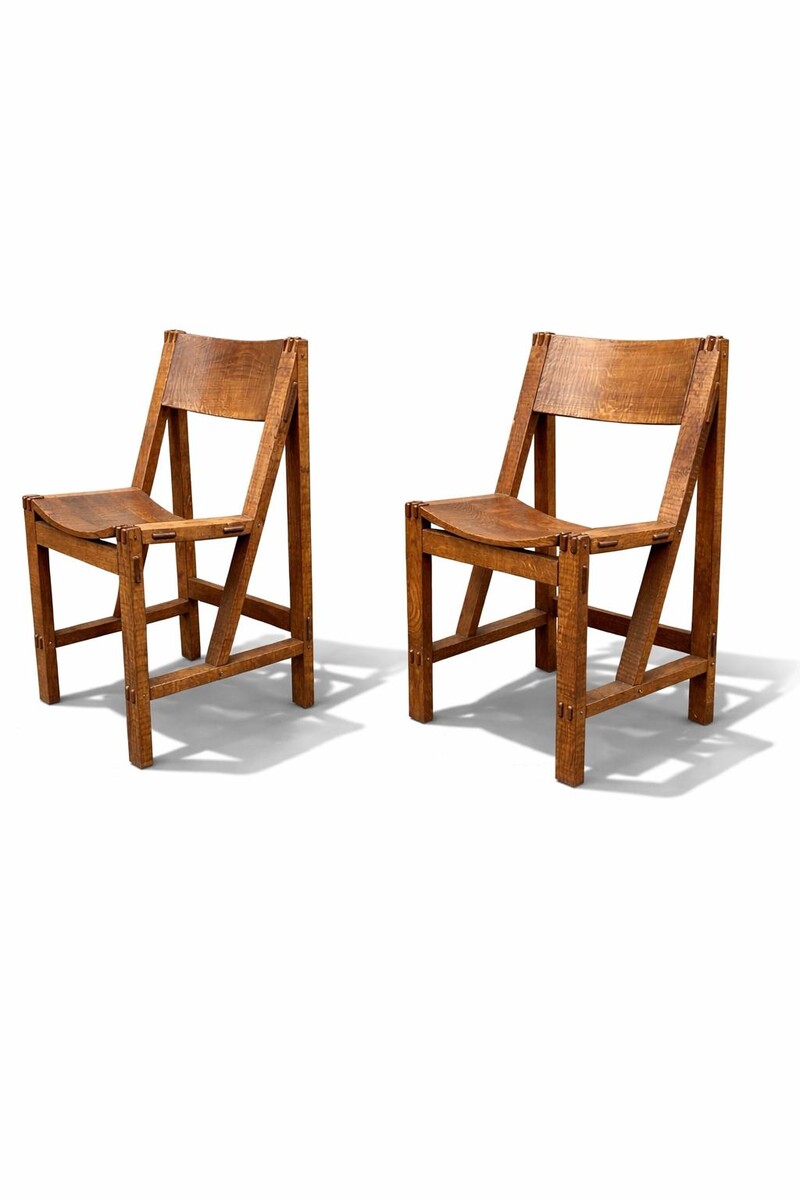 Giuseppe Rivadossi Oak Desk with two Chairs 70s