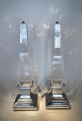 Lucite Obelisk table Lamps by Sandro Petti for Maison Janssen 