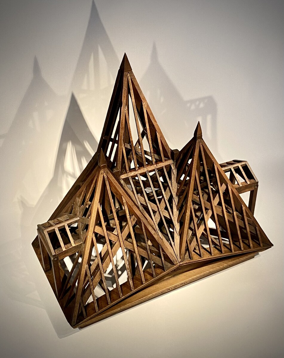 Rooftop construction model of a Temple