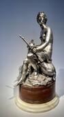 Silvered bronze sculpture of Diana the Huntress